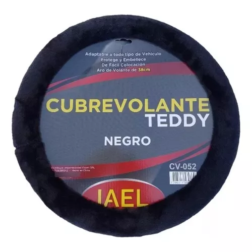 CUBRE VOLANTE NEGRO TEDDY 38CM. AFELPADO - IAEL