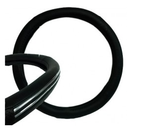 CUBRE VOLANTE NEGRO C/APLIQUE CROMO