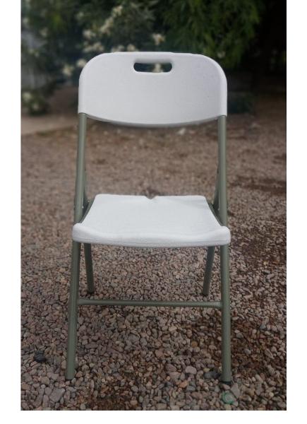 SILLA PLEGABLE DE CAMPING PLASTICA BLANCA de alta resistencia 0.87 m x 0.45 m x 0.49 m