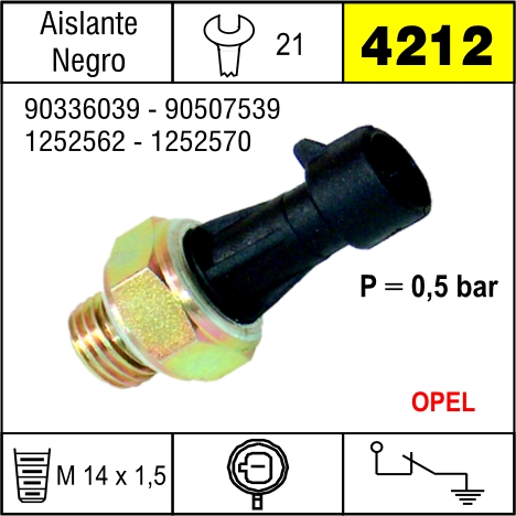 4212 BULBO DE PRESION DE ACEITE CORSA WIND,MONZA,ASTRA,OMEGA,VECTRA,TIGR