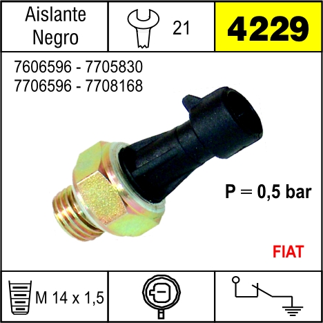 4229 BULBO DE PRESION DE ACEITE FIAT TEMPRA,TIPO, FIORINO,1.1,1.3