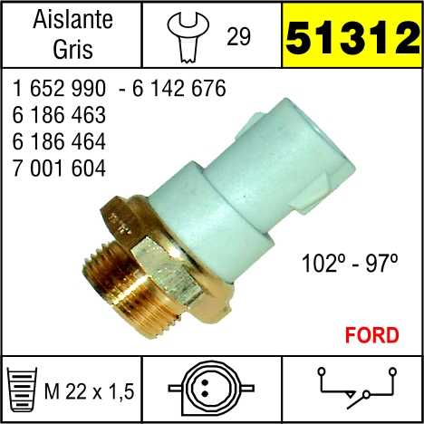 51312 BULBO ELECTRO VENTILADOR FORD ESCORT 1.1,1.3,1.6,SIERRA 1.8,2.0