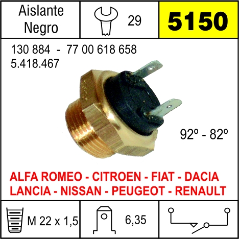 5150 BULBO ELECTRO VENTILADOR RENAULT 6,12,BREAK 82-92