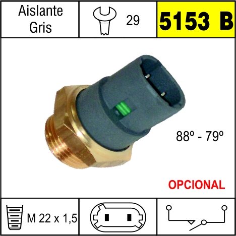 5153B BULBO ELECTRO VENTILADOR RENAULT CLIO,9,11,21 TEMP.BAJA