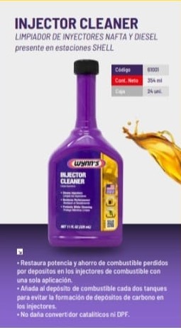 INJECTOR CLEANER ( LIMPIADOR DE INJECTORES, NAFTA O DIESEL ) HOMOLOGADO POR SHELL X 325CC. - WYNNS
