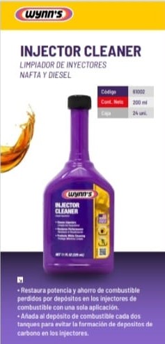 INJECTOR CLEANER ( LIMPIADOR DE INJECTORES, NAFTA O DIESEL ) HOMOLOGADO POR SHELL X 200CC. - WYNNS