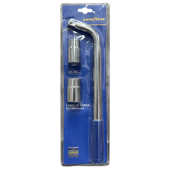 LLAVE DE RUEDA EN "L", BOCAS TUBO INTERCAMBIABLES 17X19MM / 21X23MM - GOODYEAR