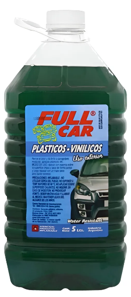 Revividor de plasticos y vinlicos x 5Litros. Uso exterior en paragolpes, molduras, lonas. Resistente al agua.
