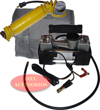 COMPRESOR DOBLE PISTON PARA 4x4, 12v. CON BOLSO IAEL