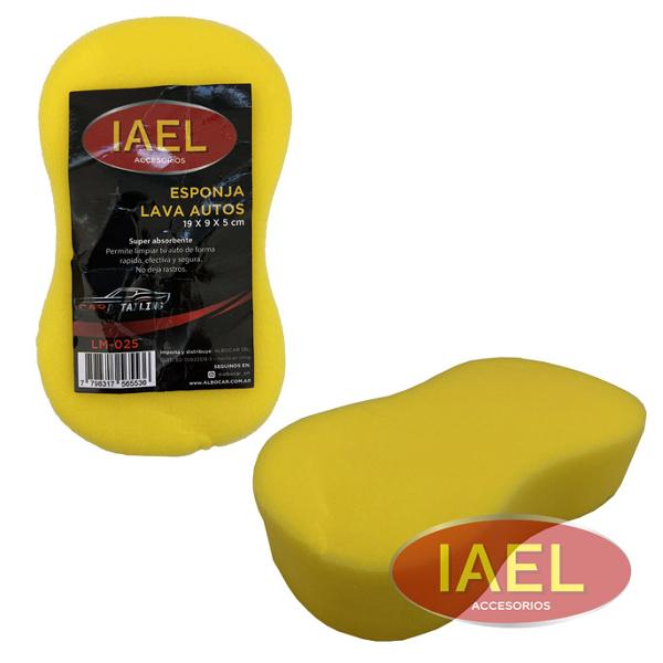 ESPONJA LAVA AUTOS, SUPER ABSORBENTE 19X9X5CM, AMARILLA