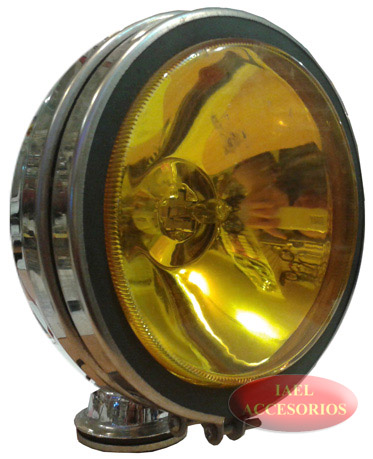 FARO IODO, REDONDO 6", METALICO, CROMADO AMBAR