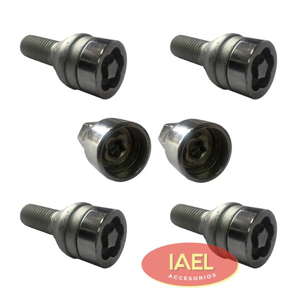 JGO. SEGURO RUEDA CROMADO 4 BULONES, CON 2 ADAPTADORES SEG. EXTREMA - ACCESORIOS - IAEL