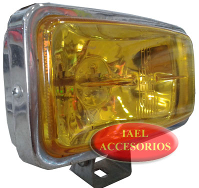 JUEGO DE FAROS RECTANGULARES CROMADOS METALICOS AMBAR