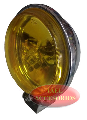 JUEGO DE GAROS DE IODOS REDONDOS, CARCAZA CROMADA, AMBAR