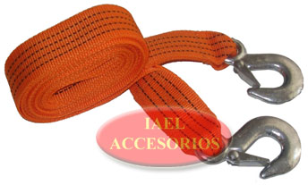 SOGA DE REMOLQUE CINTA PLANA 2" 4MTS CON GANCHOS METALICOS