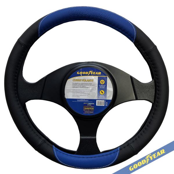 CUBRE VOLANTE, GOODYEAR, NEGRO CON AZUL, AUTO 38CM. - GOODYEAR