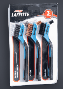 JUEGO DE 3 CEPILLOS DE 180MM NYLON LAT�N Y ACERO LAFFITT�