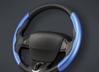 CACHA CUBRE VOLANTE AUTO AZUL CARBONO QKL