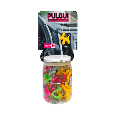 PULGUI - Aromatizador plastico para colocar en la rejilla de ventilacion. ENVASE x 50 unidades