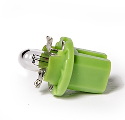 LAMPARA 12V 1.2W BX8.5D/2 12V 1.2W BLACK 2721 CON PORTALAMPARA- VERDE - KOBO