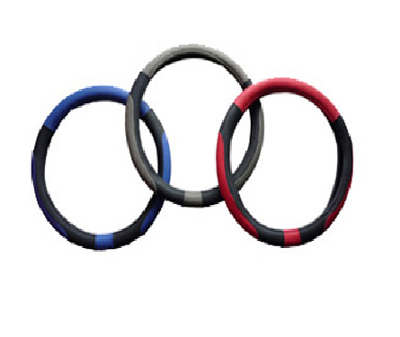 CUBRE VOLANTE LUJO 38CM CUERINA NEGRO C/ROJO - ACCESORIOS - IAEL