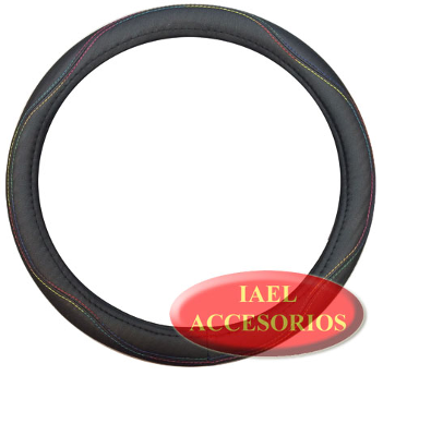 CUBRE VOLANTE RAINBOW 38CM NEGRO C/COSTURA FLUO