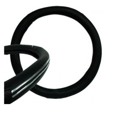 CUBRE VOLANTE NEGRO C/APLIQUE CROMO