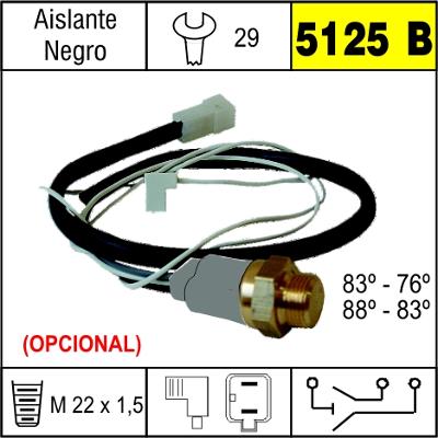 5125B BULBO ELECTRO VENTILADOR FIAT 2 TEMP.CABLE LARGO TEM BAJA