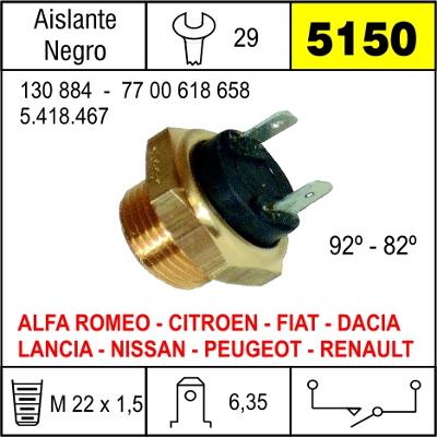 5150 BULBO ELECTRO VENTILADOR RENAULT 6,12,BREAK 82-92