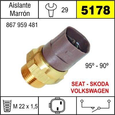 5178 BULBO ELECTRO VENTILADOR VOLKSWAGEN GOLF, PASSAT