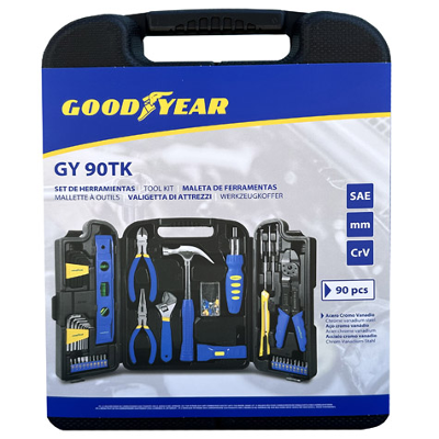 KIT DE HERRAMIENTAS GOODYEAR 90 PCS, CON CAJAS - GOODYEAR