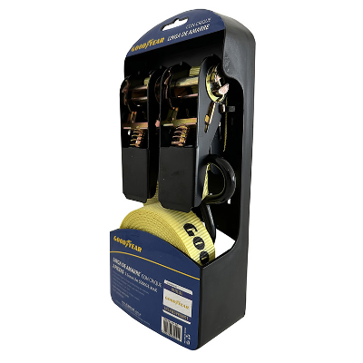 KIT X 2, CINTA DE AMARRE TIPO CRIQUE, 1" X 5 METROS, REFORZADA, 500KG. - GOODYEAR