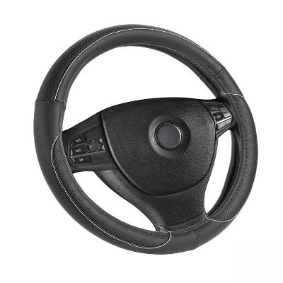 CUBRE VOLANTE OPTIMUS LEATHER 37/39Cm NEGRO CON LINEA Y COSTURA BLANCA