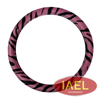 CUBRE VOLANTE, ANIMAL PRINT, PRLOS, ROSA Y NEGRO, X 38 CM. - IAEL