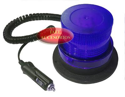 BALIZA LED FLASH, REDONDA, BASE IMANTADA, 12/24 V., AZUL - IAEL