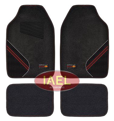 CUBRE ALFOMBRA COMBINADA, DE 4 PIEZAS, FELPA Y PVC, NEGRO CON ROJO - RED BULL