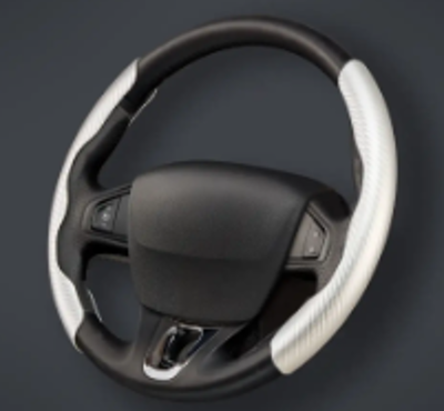 CACHA CUBRE VOLANTE AUTO GRIS CLARO CARBONO QKL
