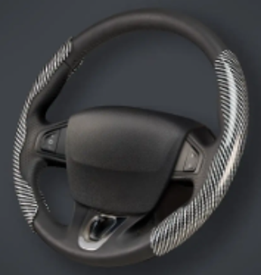 CACHA CUBRE VOLANTE AUTO GRIS METALIZADO CARBONO QKL