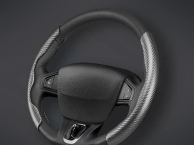 CACHA CUBRE VOLANTE AUTO GRIS OSCURO CARBONO QKL