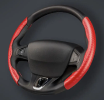 CACHA CUBRE VOLANTE AUTO ROJO CARBONO QKL