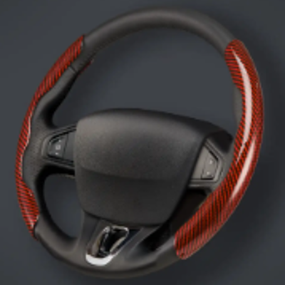 CACHA CUBRE VOLANTE AUTO ROJO METALIZADO CARBONO QKL