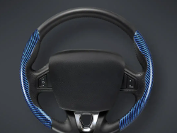 CACHA CUBRE VOLANTE AUTO AZUL METALIZADO CARBONO QKL