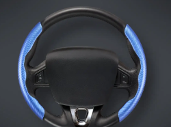 CACHA CUBRE VOLANTE AUTO AZUL CARBONO QKL