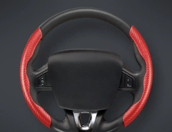 CACHA CUBRE VOLANTE AUTO ROJO CARBONO QKL