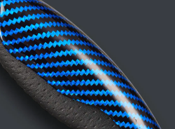 CACHA CUBRE VOLANTE AUTO AZUL METALIZADO CARBONO QKL