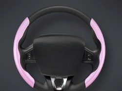 CACHA CUBRE VOLANTE AUTO ROSA CARBONO QKL