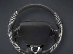 CACHA CUBRE VOLANTE AUTO GRIS METALIZADO CARBONO QKL