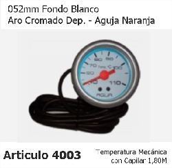 RELOJ DE TEMPERATURA MECNICA CON CAPILAR, 1.80 mts. FONDO BLANCO