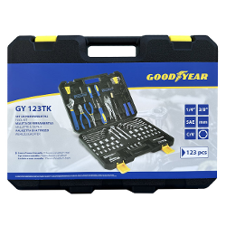 KIT DE HERRAMIENTAS DE 123 PCS, CON CAJA PLASTICA - GOODYEAR