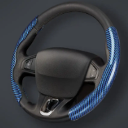 CACHA CUBRE VOLANTE AUTO AZUL METALIZADO CARBONO QKL